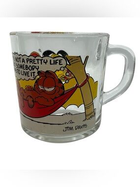 Vtg 1978 McDonald's Garfield Cat Odie Glass Coffee Cup/mug By Jim Davis